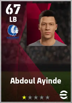 Abdoul Ayinde eFootball 2026 player card — 67 OVR LB