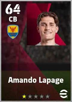 Amando Lapage eFootball 2026 player card — 64 OVR CB