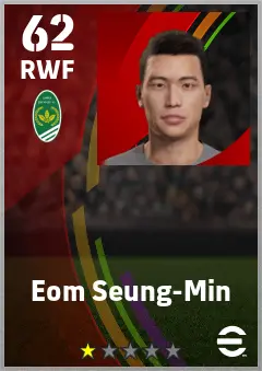 Eom Seung-Min eFootball 2026 player card — 62 OVR RWF