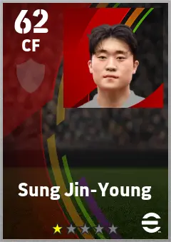 Sung Jin-Young eFootball 2026 player card — 62 OVR CF