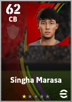 Singha Marasa eFootball 2026 player card — 62 OVR CB