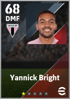 Yannick Bright eFootball 2026 player card — 68 OVR DMF