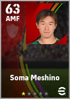 Soma Meshino eFootball 2026 player card — 63 OVR AMF
