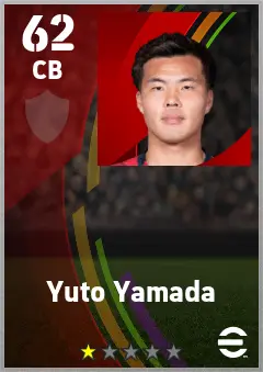 Yuto Yamada eFootball 2026 player card — 62 OVR CB