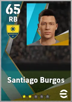 Santiago Burgos eFootball 2026 player card — 65 OVR RB