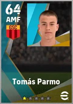 Tomas Parmo eFootball 2026 player card — 64 OVR AMF