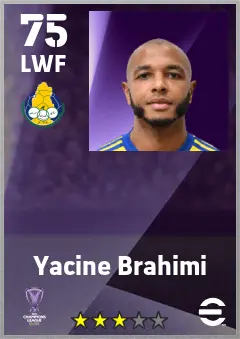 Yacine Brahimi eFootball 2026 player card — 75 OVR LWF