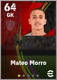 Mateo Morro eFootball 2026 player card — 64 OVR GK