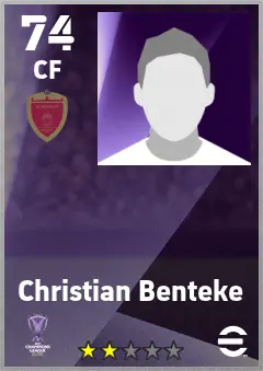 Christian Benteke eFootball 2026 player card — 74 OVR CF