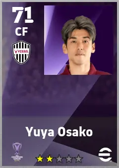 Yuya Osako eFootball 2026 player card — 71 OVR CF