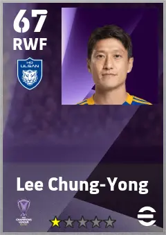 Lee Chung-Yong eFootball 2026 player card — 67 OVR RWF
