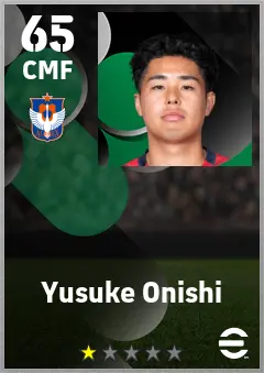 Yusuke Onishi eFootball 2026 player card — 65 OVR CMF