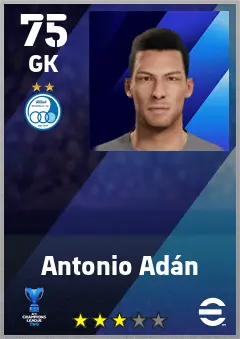 Antonio Adan eFootball 2026 player card — 75 OVR GK