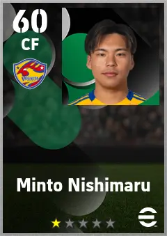 Minto Nishimaru eFootball 2026 player card — 60 OVR CF