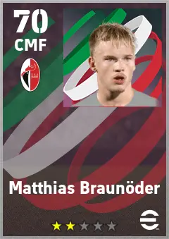 Matthias Braunoder eFootball 2026 player card — 70 OVR CMF