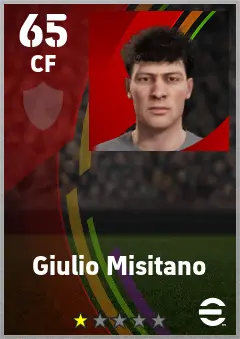 Giulio Misitano eFootball 2026 player card — 65 OVR CF