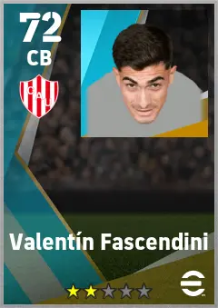 Valentin Fascendini eFootball 2026 player card — 72 OVR CB