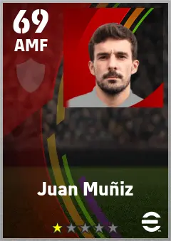 Juan Muniz eFootball 2026 player card — 69 OVR AMF