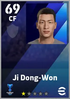 Ji Dong-Won eFootball 2026 player card — 69 OVR CF
