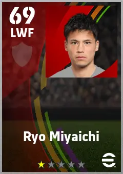 Ryo Miyaichi eFootball 2026 player card — 69 OVR LWF