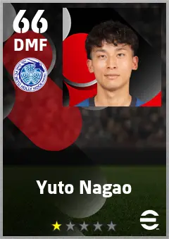 Yuto Nagao eFootball 2026 player card — 66 OVR DMF