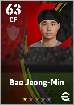 Bae Jeong-Min eFootball 2026 player card — 63 OVR CF