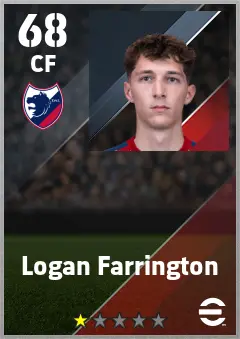 Logan Farrington eFootball 2026 player card — 68 OVR CF