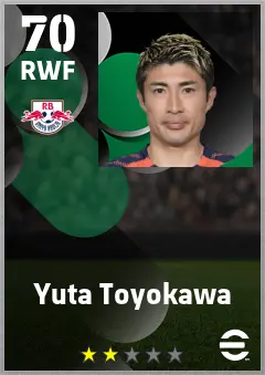 Yuta Toyokawa eFootball 2026 player card — 70 OVR RWF