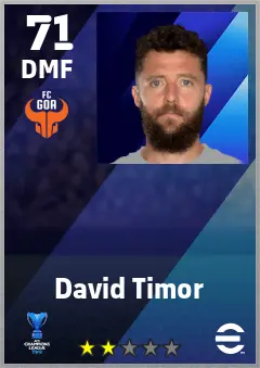 David Timor eFootball 2026 player card — 71 OVR DMF