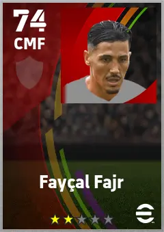Faycal Fajr eFootball 2026 player card — 74 OVR CMF