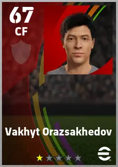 Vakhyt Orazsakhedov eFootball 2026 player card — 67 OVR CF