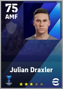 Julian Draxler eFootball 2026 player card — 75 OVR AMF