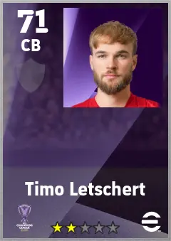Timo Letschert eFootball 2026 player card — 71 OVR CB