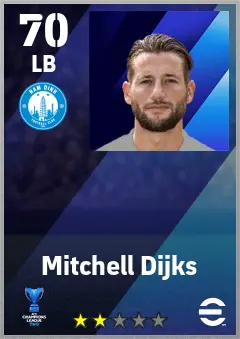 Mitchell Dijks eFootball 2026 player card — 70 OVR LB