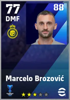 Marcelo Brozovic eFootball 2026 player card — 77 OVR DMF