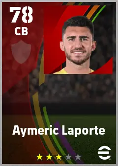 Aymeric Laporte eFootball 2026 player card — 78 OVR CB