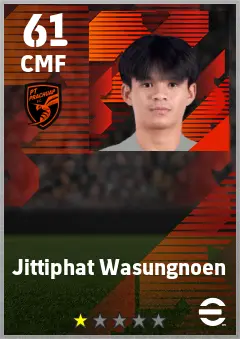 Jittiphat Wasungnoen eFootball 2026 player card — 61 OVR CMF