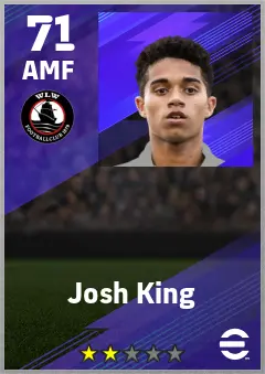 Josh King eFootball 2026 player card — 71 OVR AMF