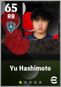 Yu Hashimoto eFootball 2026 player card — 65 OVR RB