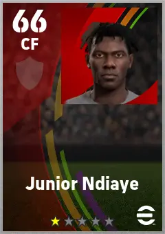 Junior Ndiaye eFootball 2026 player card — 66 OVR CF