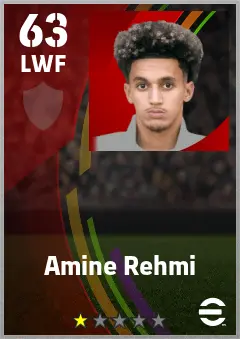 Amine Rehmi eFootball 2026 player card — 63 OVR LWF