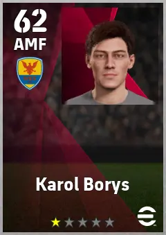 Karol Borys eFootball 2026 player card, 62 OVR AMF