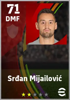 Srdan Mijailovic eFootball 2026 player card — 71 OVR DMF