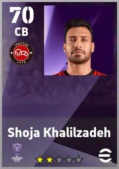 Shoja Khalilzadeh eFootball 2026 player card — 70 OVR CB