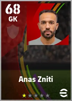 Anas Zniti eFootball 2026 player card — 68 OVR GK