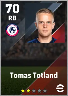 Tomas Totland eFootball 2026 player card — 70 OVR RB
