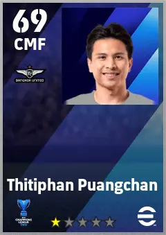 Thitiphan Puangchan eFootball 2026 player card — 69 OVR CMF