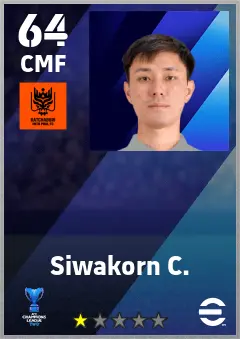 Siwakorn C. eFootball 2026 player card — 64 OVR CMF