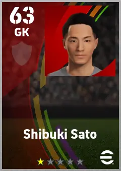 Shibuki Sato eFootball 2026 player card — 63 OVR GK
