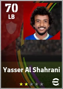 Yasser Al Shahrani eFootball 2026 player card — 70 OVR LB